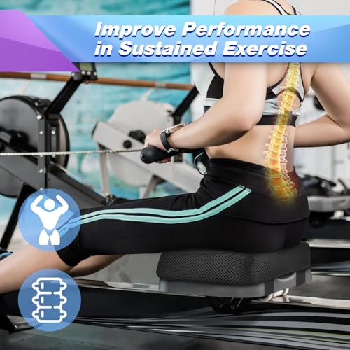 Rowing Machine Seat Cushion - Memory Foam Pad, Non-Slip, Black
