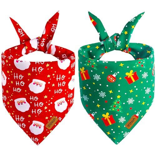 Christmas Dog Bandanas - Reversible Santa & Christmas Tree - X-Large