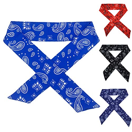 Sweat Wicking Head Tie Pack - 4 Paisley Designs for Men, Women, Kids