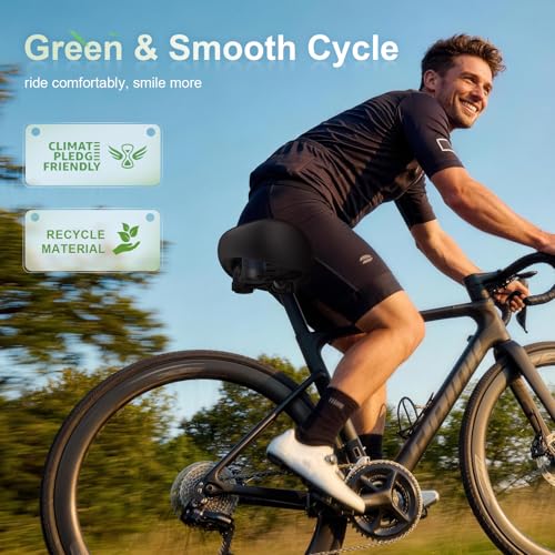 Noseless Oversized Bike Seat - Wide Cushion for Electric Bike - Black