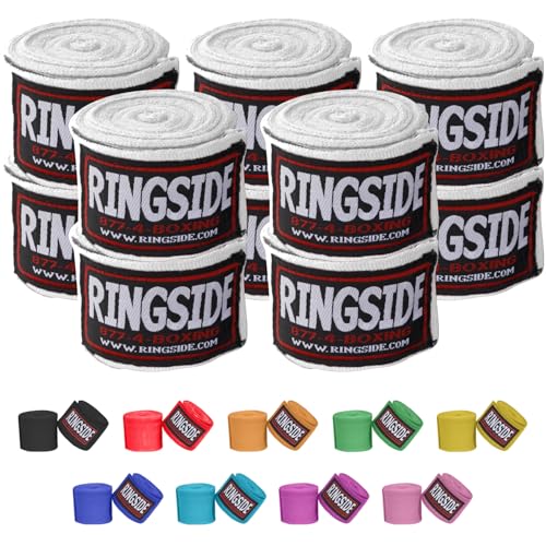 Ringside Mexican Style Boxing Hand Wraps 180" - 5 Pairs, White, Support & Protection