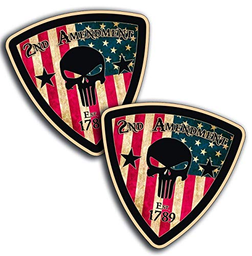 Hard Hat Stickers Set - Rustic Shield Skull Vinyl Decals, 2.5"