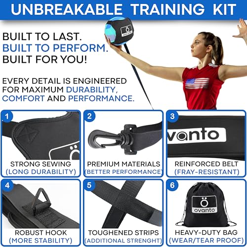 OVANTO VT Pro Volleyball Training Kit - Rebounder, Adjustable Waistband & Gift Set