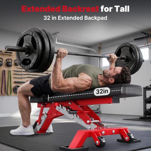 Adjustable Weight Bench - 2315LB Capacity - Red