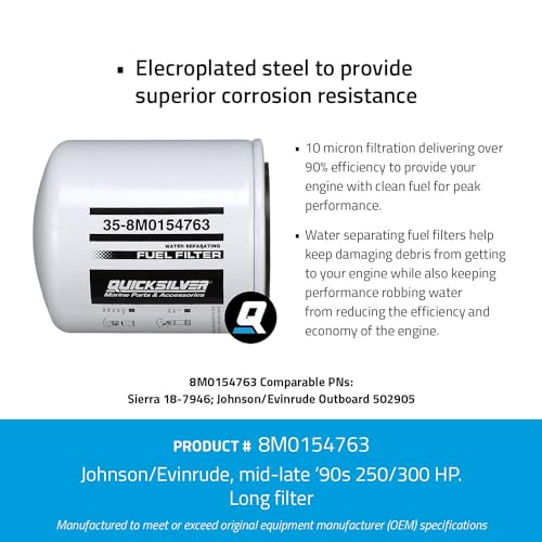 Quicksilver Marine Water Separating Fuel Filter for Johnson/Evinrude Outboards