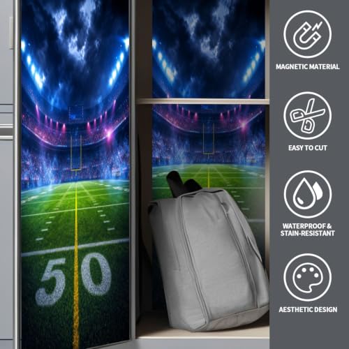 Magnetic Wallpaper for School Lockers - American Football Stadium - 12" x 36" - 2 Pcs