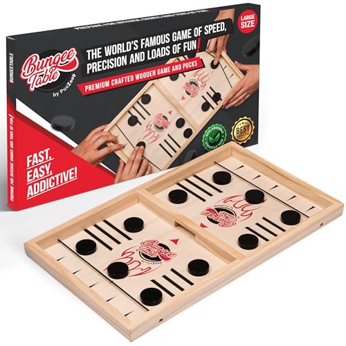 Fast Sling Puck Game - Large Wooden Air Hockey Board for Fun