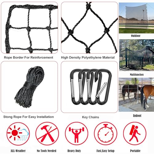 10x10 FT Heavy Duty Baseball Softball Backstop Net - Durable PE