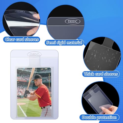 DEDC 200PCS Card Sleeves Set with 100 Semi Rigid & 100 Pull Tab Soft Sleeves, Professional Card Holders for Trading & PSA Grading