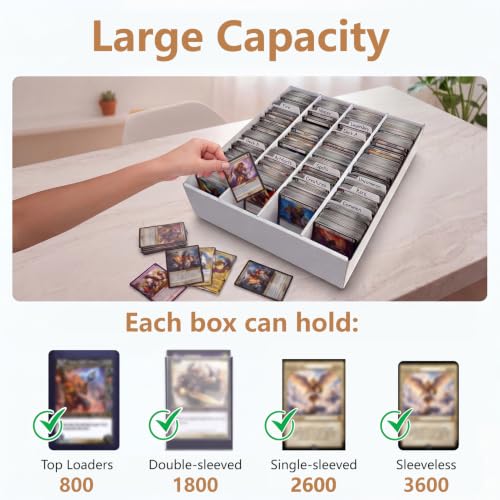 4 Pack Trading Card Storage Boxes with 64 Dividers - 3600 Count Capacity