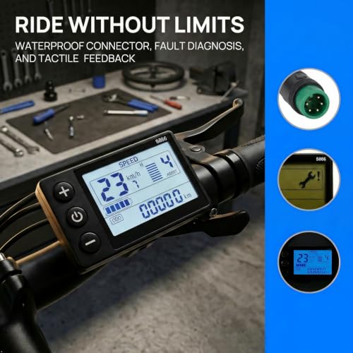 E-Bike LCD Display with Waterproof 5-Pin Connector - 24V/36V/48V