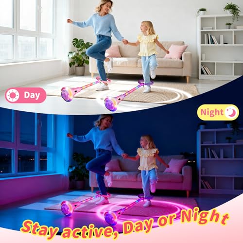 Pink Rechargeable Skip Ball for Kids with Flashing Light-Up Wheel & Counter
