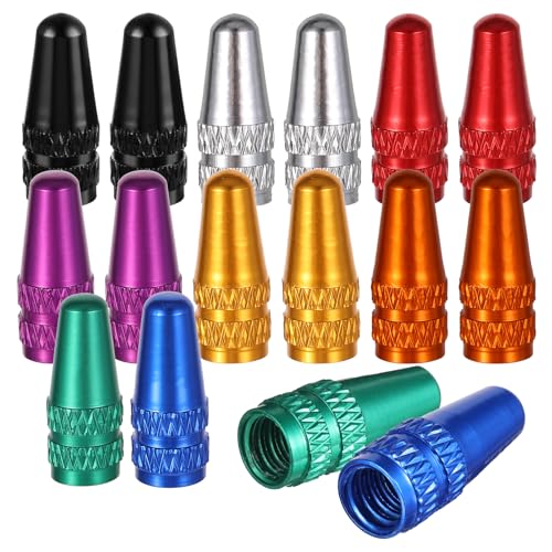 16-Pack Aluminum Presta Valve Caps - 8 Colors for Bicycles