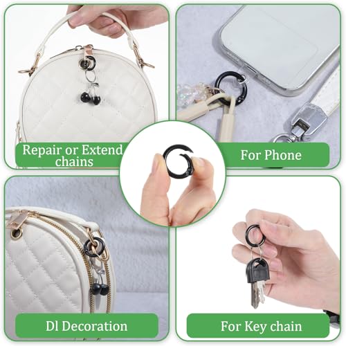 12PCS Mini Black Carabiner Clips - 2 Sizes, Zinc Alloy