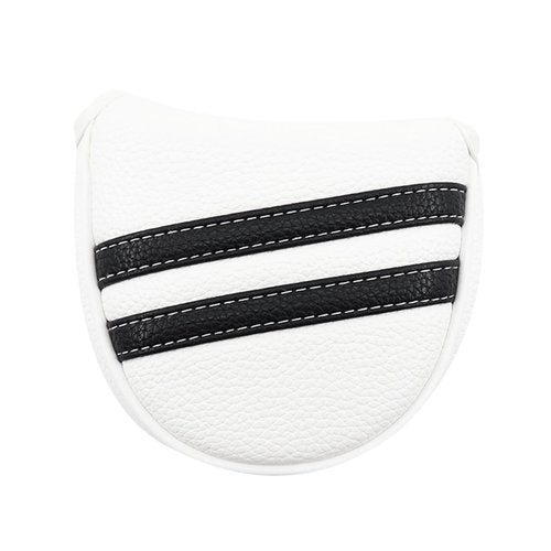 High Grade PU Leather White Black Stripes Golf Mallet Putter Cover Headcover Magnetic Club Protector Fit Most Heel Shaft