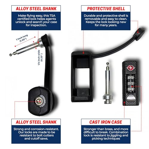 TSA Approved Travel Gun Lock - Cut-Resistant Padlock - Black