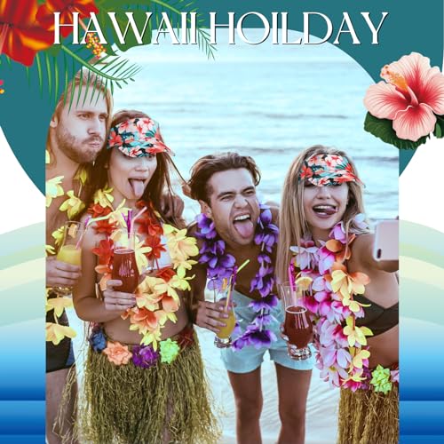 Hawaiian Floral Visor Hat for Women - Adjustable Beach Cap