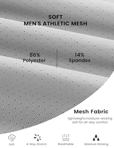 MAGCOMSEN Men's Lightweight Mesh Athletic Short Sleeve Shirt - Large Light Gray