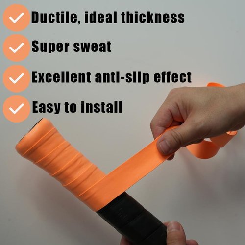 CJTTDACE Tennis Racket Grip Tape,8PCS Non-Slip Tennis Overgrip, Absorbs Sweat Tennis Grip, Racket Handle Wrap for Badminton,Fishing, Bicycle, Pickleball, Orange