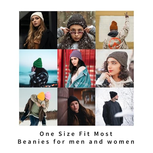 Slouchy Knit Beanie Hat for Men & Women - Black