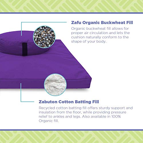 Meditation Cushion Set - Organic Buckwheat Zafu & Zabuton - Oval Combo Burgundy
