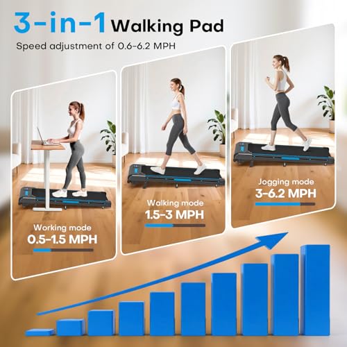 Under Desk Walking Pad Treadmill with 6.2 MPH Speed and 330 lbs Capacity