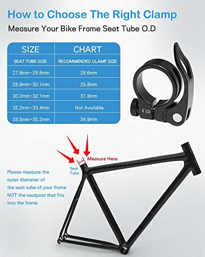 Bicycle Seat Post Clamp - 31.8mm Aluminum - 2 Pcs - Black