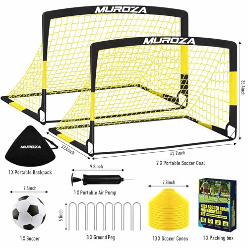 Kids Soccer Goals Set - Portable Pop Up Soccer Nets for Backyard Play