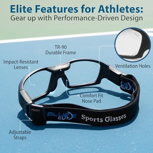 Sports Protection Goggles - Safety Glasses for Basketball & Outdoor Sports - Black