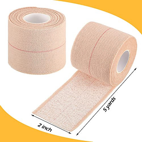 Nuanchu 2 Rolls Adhesive Elastic Tape Bandage Wrap, Inch Wide, Apricot