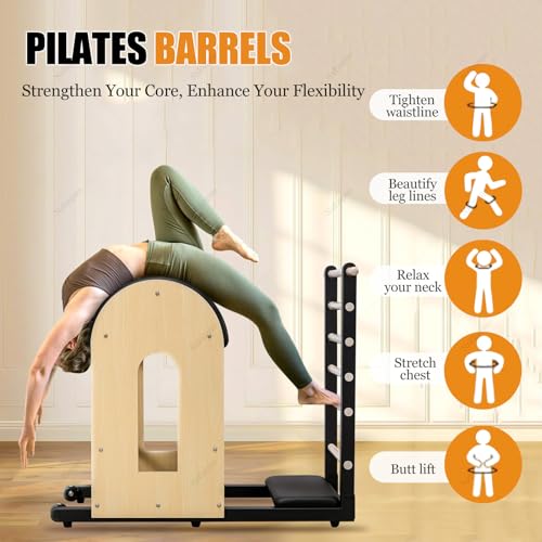 Wooden Pilates Ladder Barrel for Home Workout - Black