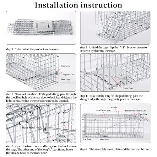 24 Inch Live Animal Trap - Durable Galvanized Steel, Easy Setup, Compact 24x7x8 Inches
