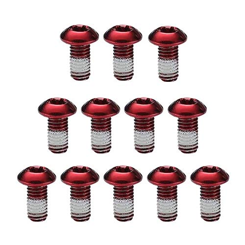M5x9mm Alloy Steel Bicycle Brake Disc Screws - Red, 12 Pcs