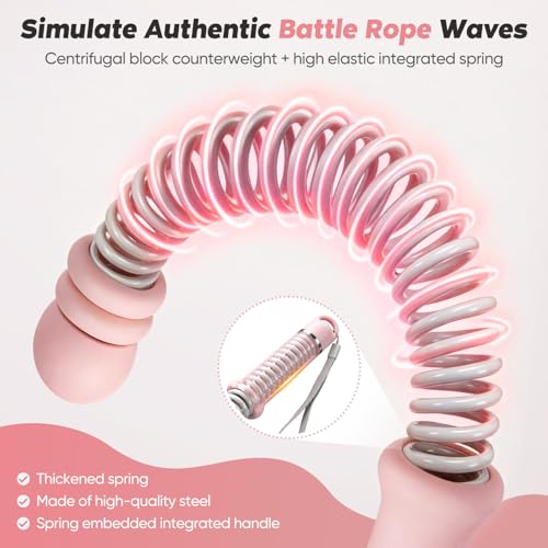 Ropeless Battle Ropes for Home Gym - Adjustable Cordless Pink