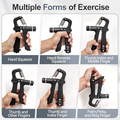 WATMAID Grip Strength Trainer Kit (5 Pack) — Adjustable 10-130 lb Hand Grippers & Finger Exercisers