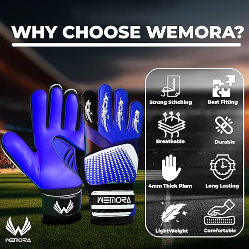 Soccer Goalie Gloves for Kids - 4MM Anti-Slip Grip