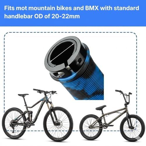 Juscycling Deep Sea Blue Bike Grips – Lock-On Handlebar Grips for MTB/BMX, Non-Slip Half-Waffle Pattern