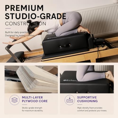 Pilates Sitting Box for Reformer - Black Wooden Exercise Accessory