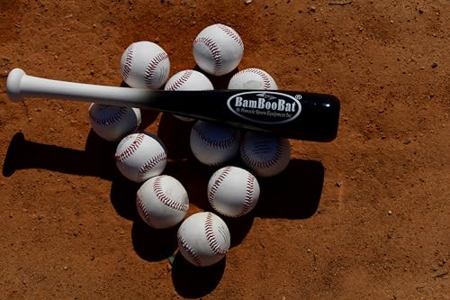 BamBooBat 18 Inch White/Black Adult Baseball Softball Training Bat - One Hand