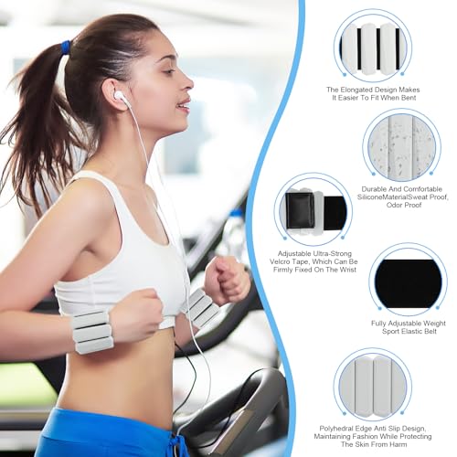 Teikugv Grey Adjustable Wrist & Ankle Weights Set for Women & Men, 2lb