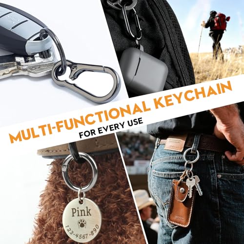 Durable Keychain Clip Set - 6 Pack Key Ring Holders