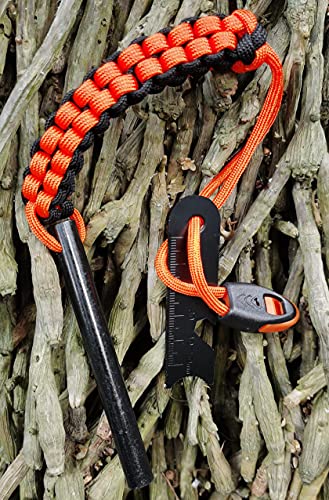 4-Inch Ferro Rod Fire Starter with Paracord Lanyard and Whistle