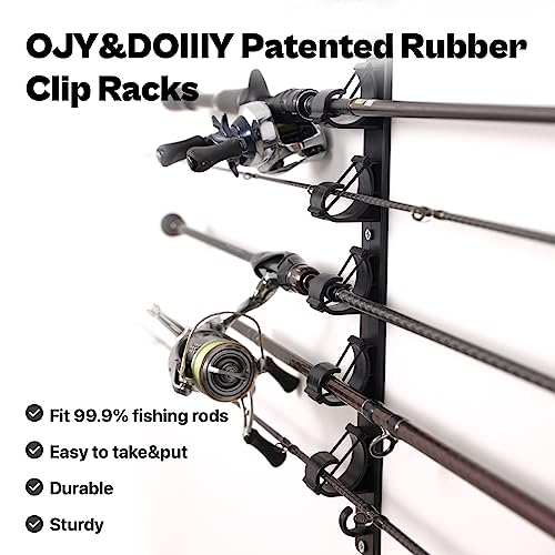 OJY Wall Mount Fishing Rod Storage Rack 2 Pack, Horizontal Ceiling/Fault: 12 Rods