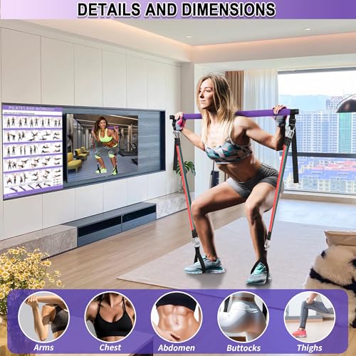 Portable Pilates Bar Kit with Resistance Bands - Full-Body Workout