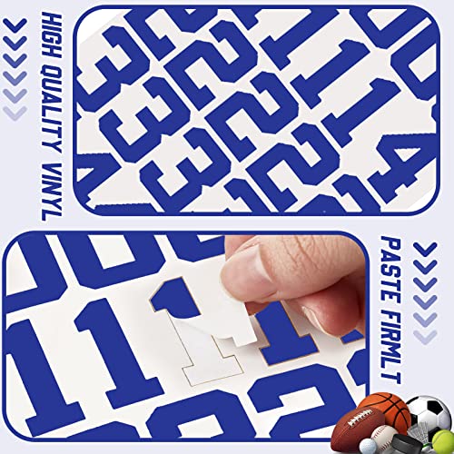 Sports Helmet Number Stickers - 102 Pcs Navy Blue Vinyl Decals