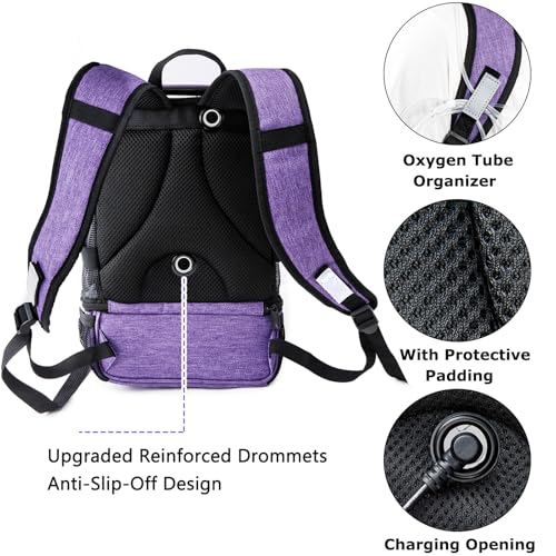 BAGSFY Purple Oxygen Concentrator Backpack for Inogen G5 G3 Rove 6 - Lightweight Carrying Bag