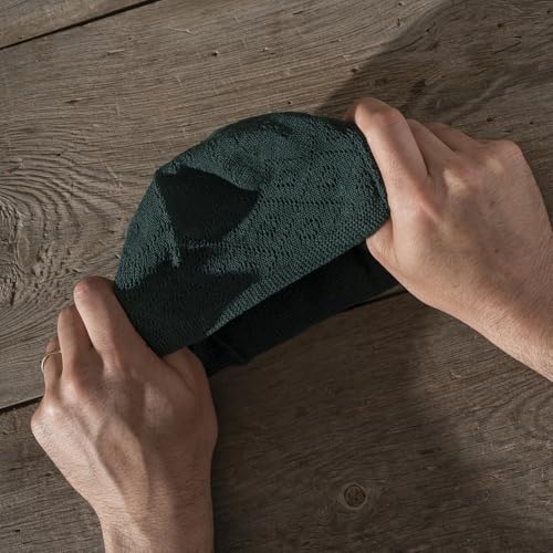 Kufi Hat for Men - Elegant Soft Muslim Cap, One Size Medium - Green