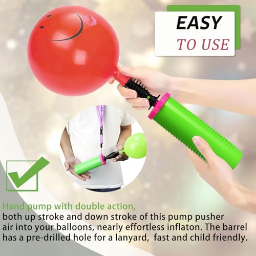 Green Double-Action Hand Balloon Pump - High Efficiency Inflator for Balloons & Pool Floats, 1PC