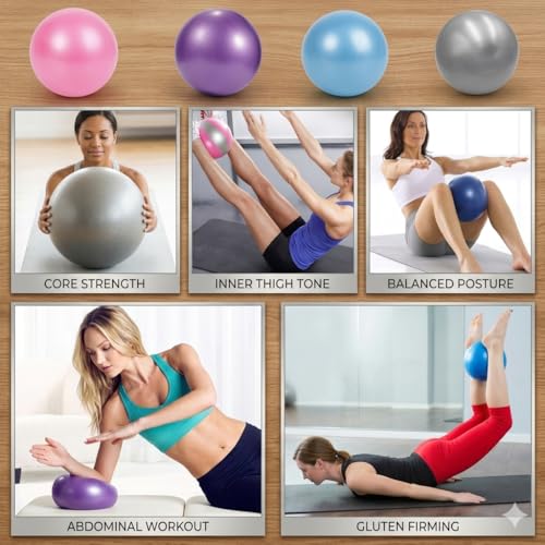 9-Inch Anti-Burst Pilates Ball - Mini Exercise & Yoga Ball for Core Workout