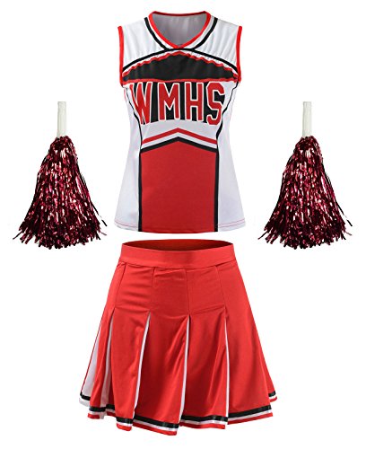 OurLore Red Medium High School Musical Cheerleader Uniform Top & Skirt Set